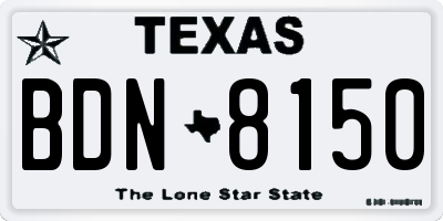 TX license plate BDN8150
