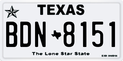 TX license plate BDN8151