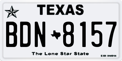 TX license plate BDN8157