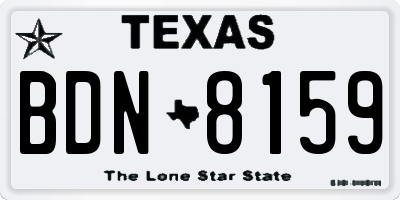 TX license plate BDN8159
