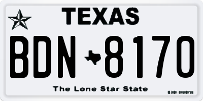 TX license plate BDN8170