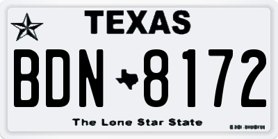 TX license plate BDN8172