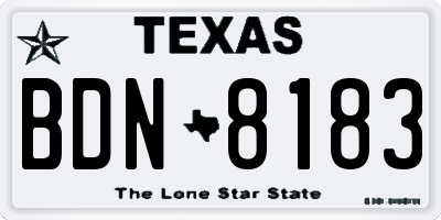 TX license plate BDN8183