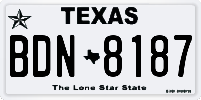 TX license plate BDN8187