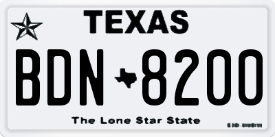 TX license plate BDN8200