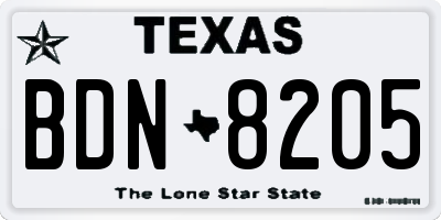TX license plate BDN8205