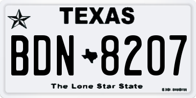 TX license plate BDN8207