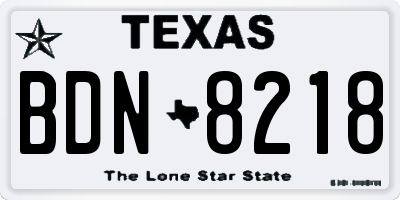 TX license plate BDN8218