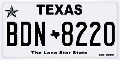 TX license plate BDN8220
