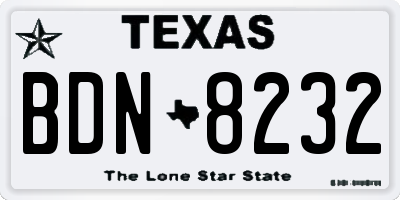 TX license plate BDN8232