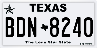 TX license plate BDN8240