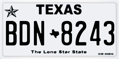 TX license plate BDN8243