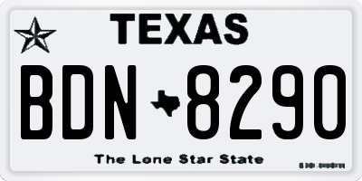 TX license plate BDN8290