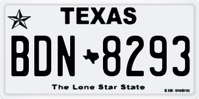 TX license plate BDN8293