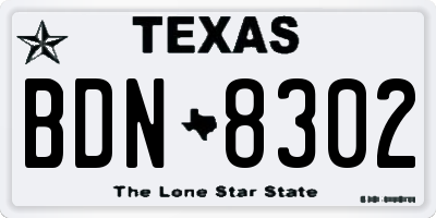 TX license plate BDN8302
