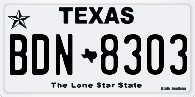TX license plate BDN8303