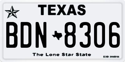TX license plate BDN8306