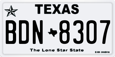 TX license plate BDN8307