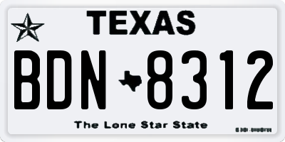 TX license plate BDN8312