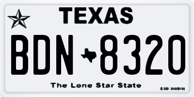 TX license plate BDN8320