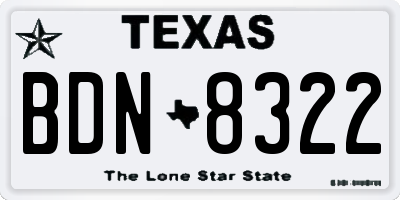 TX license plate BDN8322