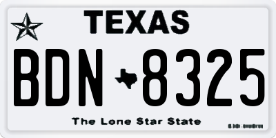 TX license plate BDN8325