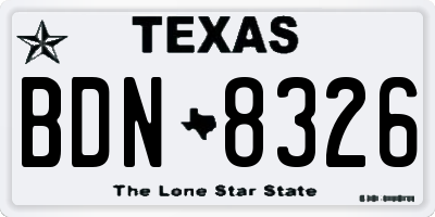TX license plate BDN8326