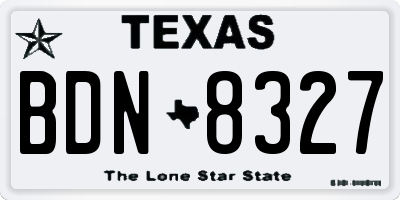 TX license plate BDN8327