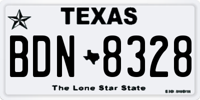 TX license plate BDN8328