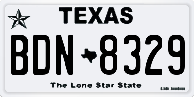 TX license plate BDN8329