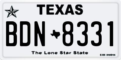 TX license plate BDN8331