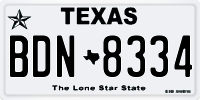 TX license plate BDN8334