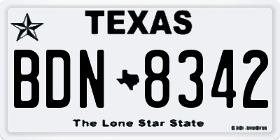 TX license plate BDN8342