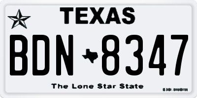 TX license plate BDN8347