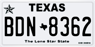 TX license plate BDN8362