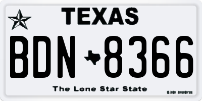 TX license plate BDN8366
