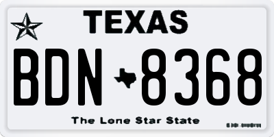TX license plate BDN8368