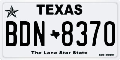 TX license plate BDN8370