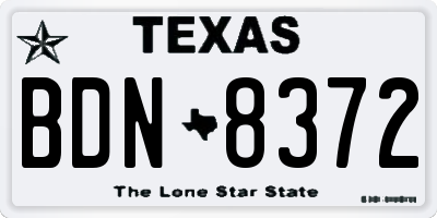 TX license plate BDN8372