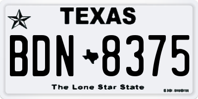 TX license plate BDN8375