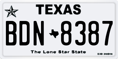 TX license plate BDN8387