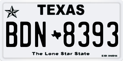 TX license plate BDN8393