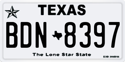 TX license plate BDN8397