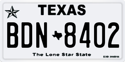 TX license plate BDN8402