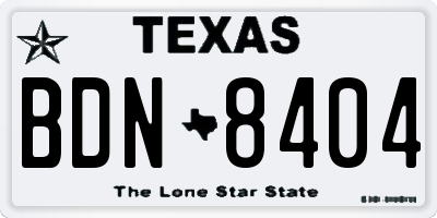 TX license plate BDN8404