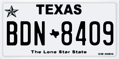 TX license plate BDN8409