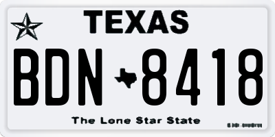 TX license plate BDN8418