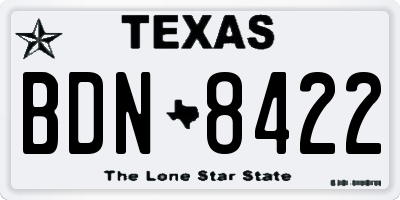 TX license plate BDN8422