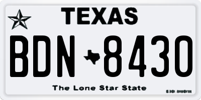 TX license plate BDN8430