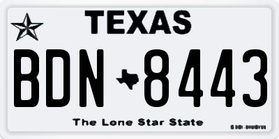 TX license plate BDN8443